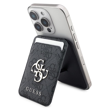 Suport metalic pentru carduri Guess 4G cu logo și suport - compatibil MagSafe