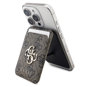 Suport pentru carduri Guess 4G Metal Logo cu suport - compatibil MagSafe - maro