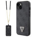 Husă iPhone 15 cu Curea Crossbody - Guess 4G Strass Triangle Metal Logo