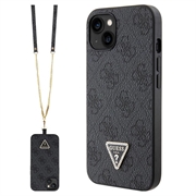 Husă iPhone 15 cu Curea Crossbody - Guess 4G Strass Triangle Metal Logo