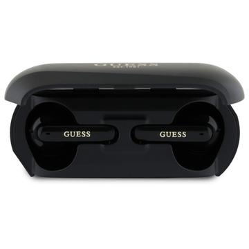 Căști fără fir cu carcasă de încărcare Guess Elongated Metallic Printed Logo - Negru