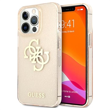 Husă Hibrid iPhone 13 Pro - Guess Glitter 4G Big Logo - Auriu