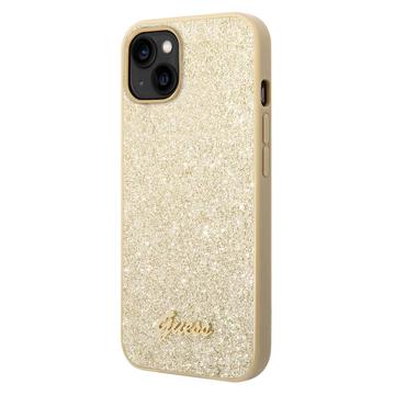 Husă Hibrid iPhone 14 Plus - Guess Glitter Flakes Metal Logo - Auriu