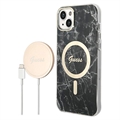 Husă & Încărcător Wireless iPhone 14 - Guess Marble Edition Bundle Pack