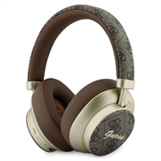 Căști fără fir Guess PU 4G Gold Script Metal Logo ENC - maro