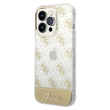 Husă Hibrid iPhone 14 Pro - Guess Peony Glitter Script Logo - Auriu