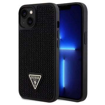 Husă iPhone 15 - Guess Rhinestones Triangle Metal Logo - Negru