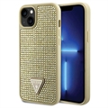 Husă iPhone 15 - Guess Rhinestones Triangle Metal Logo - Auriu