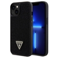 Husă iPhone 15 Plus - Guess Rhinestones Triangle Metal Logo - Negru