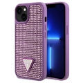 Husă iPhone 15 - Guess Rhinestones Triangle Metal Logo - Violet