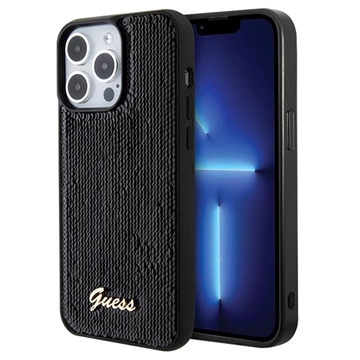 Husă iPhone 15 Pro - Guess Sequin Script Logo - Negru