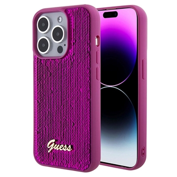 Husă iPhone 15 Pro - Guess Sequin Script Logo - Magenta