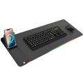 Covoraș de birou H18 RGB cu încărcător wireless de 15W și suport pentru telefon pliabil - negru