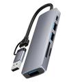 Hub multiport HC-13FL USB-C/USB-A - USB 3.0, 2 porturi USB 2.0, slot SD/TF, USB-C - Gri