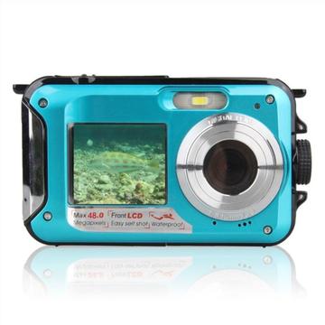 HD368 Camera digitală rezistentă la apă Full HD 2.7K 48MP 16X Camera subacvatică cu ecran dublu - Albastru