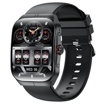 Ceas inteligent HK80 cu ecran AMOLED curbat, apel Bluetooth, monitor de sănătate și NFC - Negru
