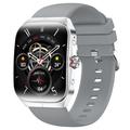 Ceas inteligent HK80 cu ecran curbat AMOLED, apel Bluetooth, monitor de sănătate și NFC - argintiu