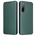 Husă Portofel HTC Desire 22 Pro - Fibra De Carbon - Verde