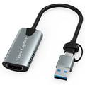 HU-04A Placă de captură video 2-în-1 HDMI către USB-C/USB-A - Gri