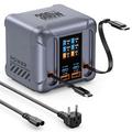 Stație de încărcare de birou HW866 de 300W cu GaN, ecran LCD și 2 cabluri USB-C retractabile