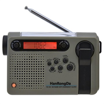 Radio Camping HanRongDa HRD-900 cu Lanternă și Alarmă SOS - Verde