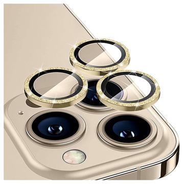 Geam Protecție Obiectiv Camera iPhone 14 Pro/14 Pro Max - Hat Prince Glitter - Auriu
