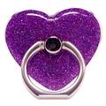 Suport cu inele cu sclipici în formă de inimă pentru Suport pentru telefon cu cataramă metalică pentru smartphone - violet
