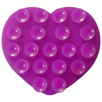 Suport de telefon cu ventuză adezivă din silicon în formă de inimă - violet