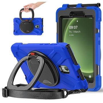 Husă Samsung Galaxy Tab Active5 cu Curea de Mână - Heavy Duty 360 - Albastru / Negru