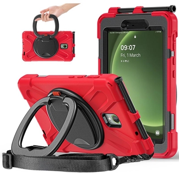 Husă Samsung Galaxy Tab Active5 cu Curea de Mână - Heavy Duty 360 - Roșu / Negru