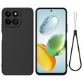 Husă din silicon lichid Honor 200 Smart/X7c cu curea de mana - negru