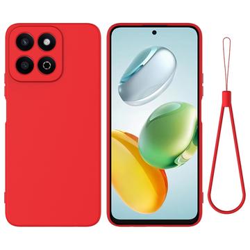 Husă din silicon lichid Honor 200 Smart/X7c cu curea de mana - Roșu