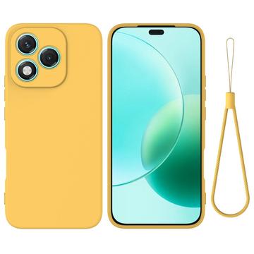 Husă din silicon lichid Honor 400 Lite cu curea de mana - Galben