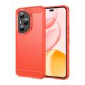 Husă TPU Brushed Honor 400 Pro - Fibră de Carbon - Roșu