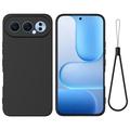 Husă din silicon lichid Honor 500 cu curea de mana - negru