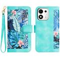 Honor 600 Smart Husa portofel floral cu sloturi pentru carduri - Verde