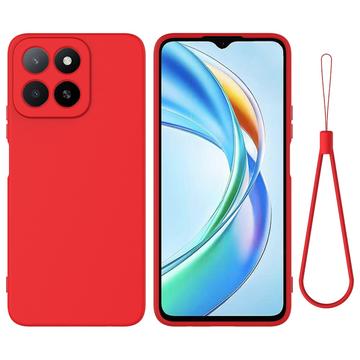 Husă din silicon lichid Honor X5b/X5b Plus cu curea de mana - Roșu