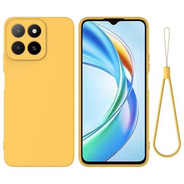 Husă din silicon lichid Honor X5b/X5b Plus cu curea de mana - Galben