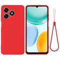 Husă din silicon lichid Honor X5d/X5d Plus cu curea de mana - Roșu