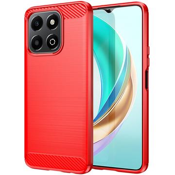 Husă TPU Brushed Honor X6b - Fibră de Carbon - Roșu