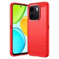 Husă TPU Brushed Honor X6e - Fibră de Carbon - Roșu