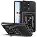 Husă Hibridă Honor X7a cu Inel Rotativ cu Ecran pentru Cameră - Negru