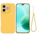 Husă din silicon lichid Honor X80i/600 Lite/500 Smart cu curea de mana - Galben