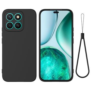 Husă din silicon lichid Honor X8c cu curea de mana - negru