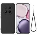 Husă din silicon lichid Honor X60 Pro/X9c/Magic7 Lite cu curea de mana - negru