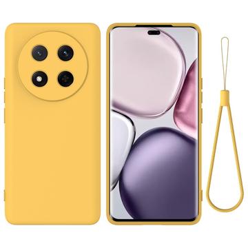 Husă din silicon lichid Honor X60 Pro/X9c/Magic7 Lite cu curea de mana - Galben