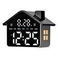 Ceas cu alarmă digital LED multifuncțional în formă de casă – Negru
