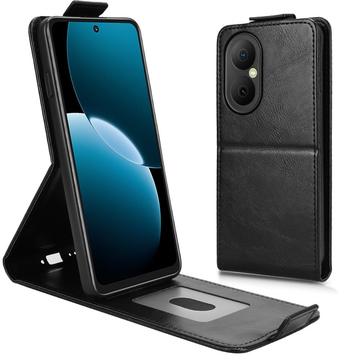 Husă verticală cu rabat și suport Huawei Enjoy 80 - Negru