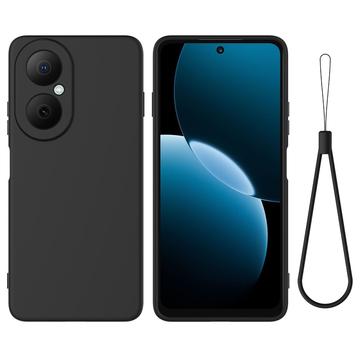 Husă din silicon lichid Huawei Nova Y73 cu curea de mana - negru