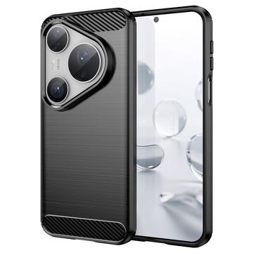 Husă TPU Brushed Huawei Pura 80 Pro/80 Pro+/80 Ultra - Fibră de Carbon - Negru